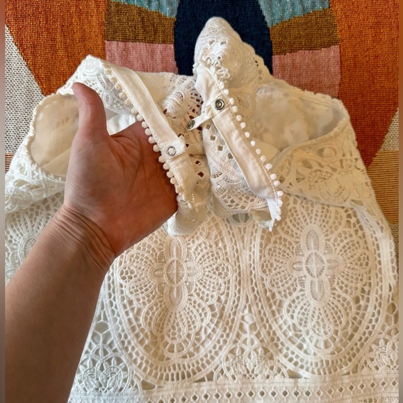 Sezane Edith White Lace/Crochet Lined Boho Top 36/4/Small - Picture 6 of 7